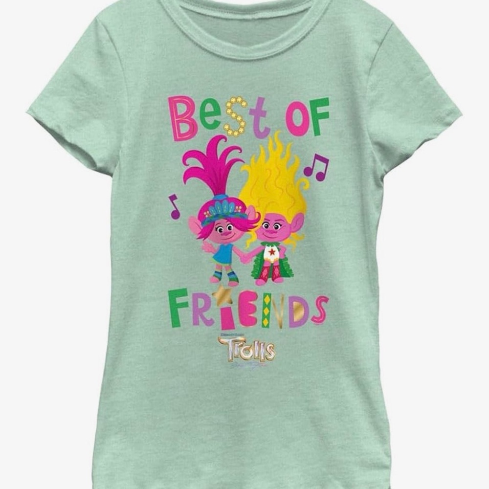 🆕 Dreamworks Trolls Mint Green Best Friends Tee Size XL